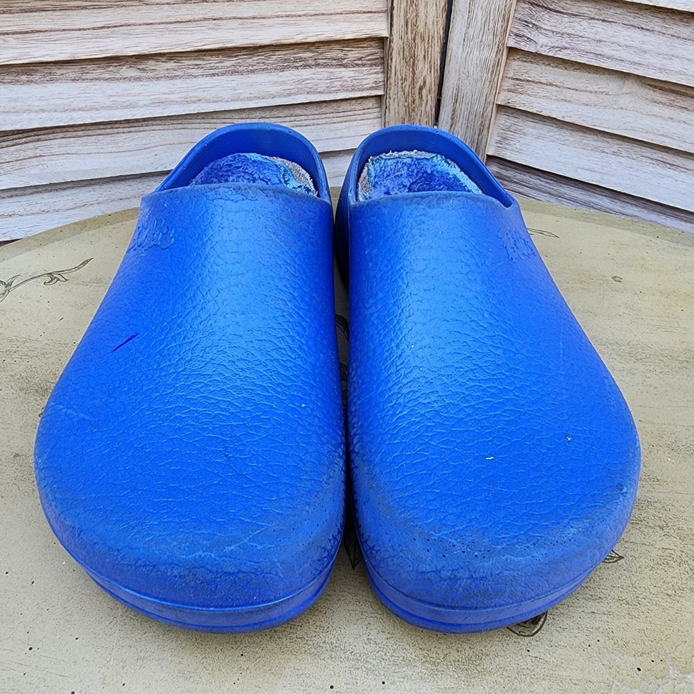 Birkenstock Sz 39 US 8 to 8.5 Blue Polyurethane Super Birki Faux Fur Lined Clogs